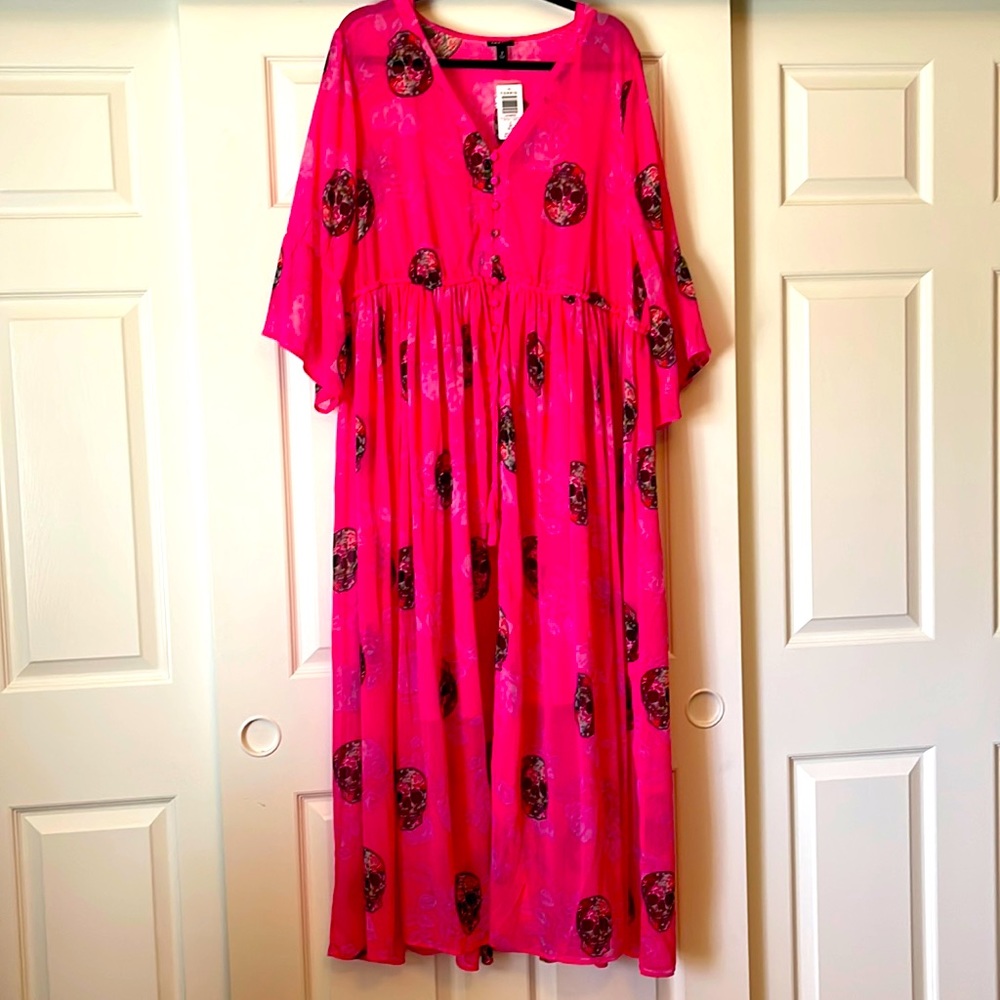 Torrid sugar skull maxi dress with under slip size 2X new with tags